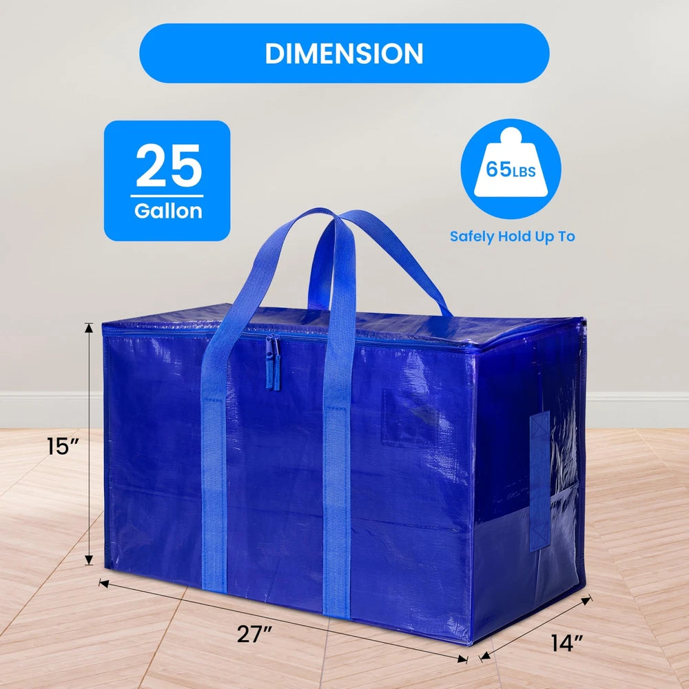 10 Pack Extra Large Moving Bags with Lids Reinforced Handles and Zippers Blue