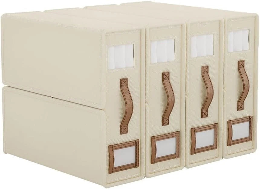 ARRAS 4 Pack Bed Sheet Organizers and Foldable Sheet Storage With Window & Label