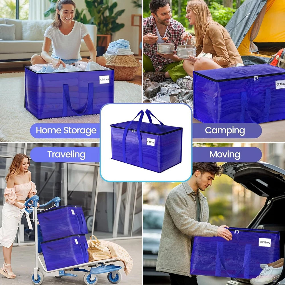 8 Pack Moving Storage Bags Heavy-Duty with Zippers and Reinforced Handles, Movin