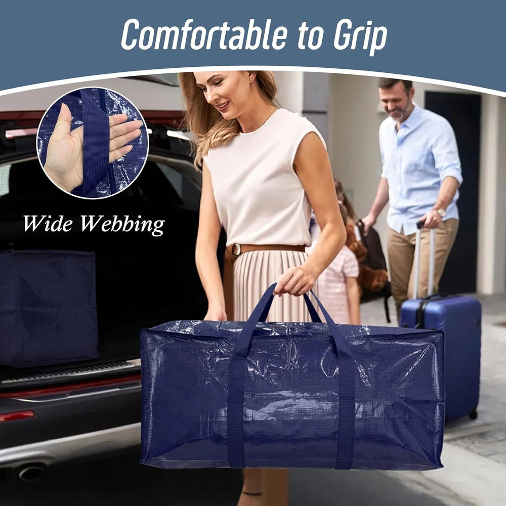 6 Pack Extra Heavy Duty Large Moving Bags with Strong Zipper & Comfortable Handl