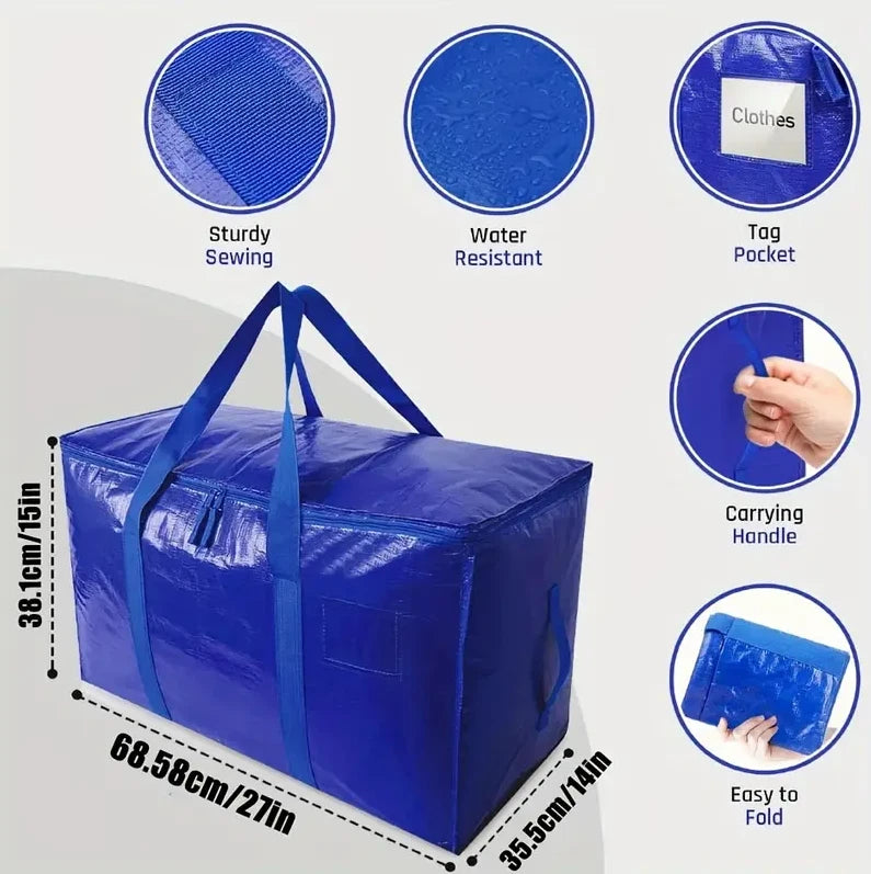 6 Pack Extra Large Moving Bags with Zippers & Carrying Handles – Heavy-Duty