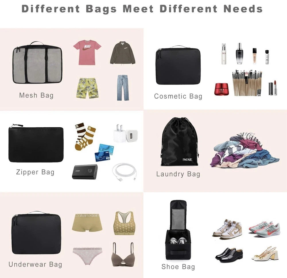 8 Set Packing Cubes Luggage Packing Organizers for Travel Accessories