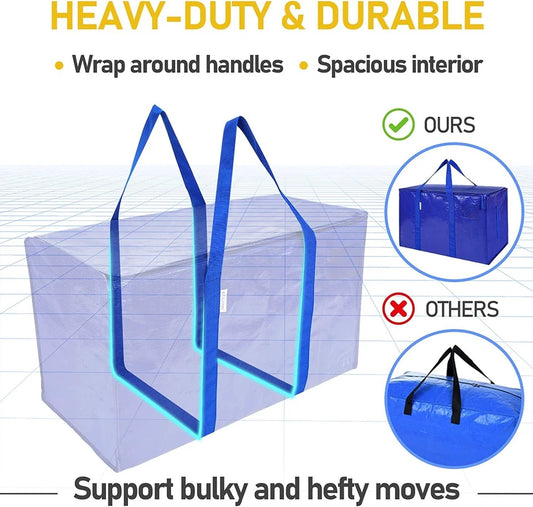 16 Pack Extra Large Moving Bags with Zippers & Carrying Handles, Heavy-Duty Stor