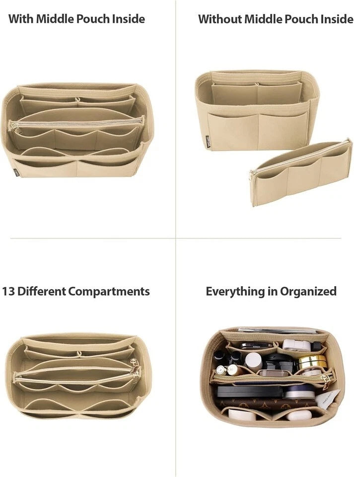 OMYSTYLE Purse Organizer Insert, Felt Tote Bag Organizer Insert (medium size)