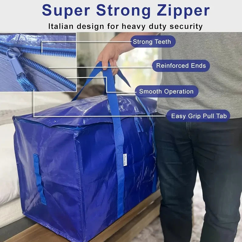 6 Pack Extra Large Moving Bags with Zippers & Carrying Handles – Heavy-Duty