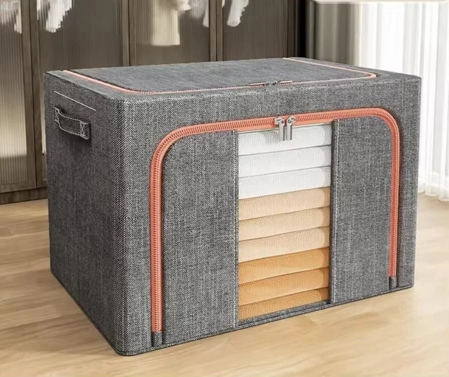 Storage Bins with Metal Frame Stackable Foldable Clothes Organizer - 2Pk