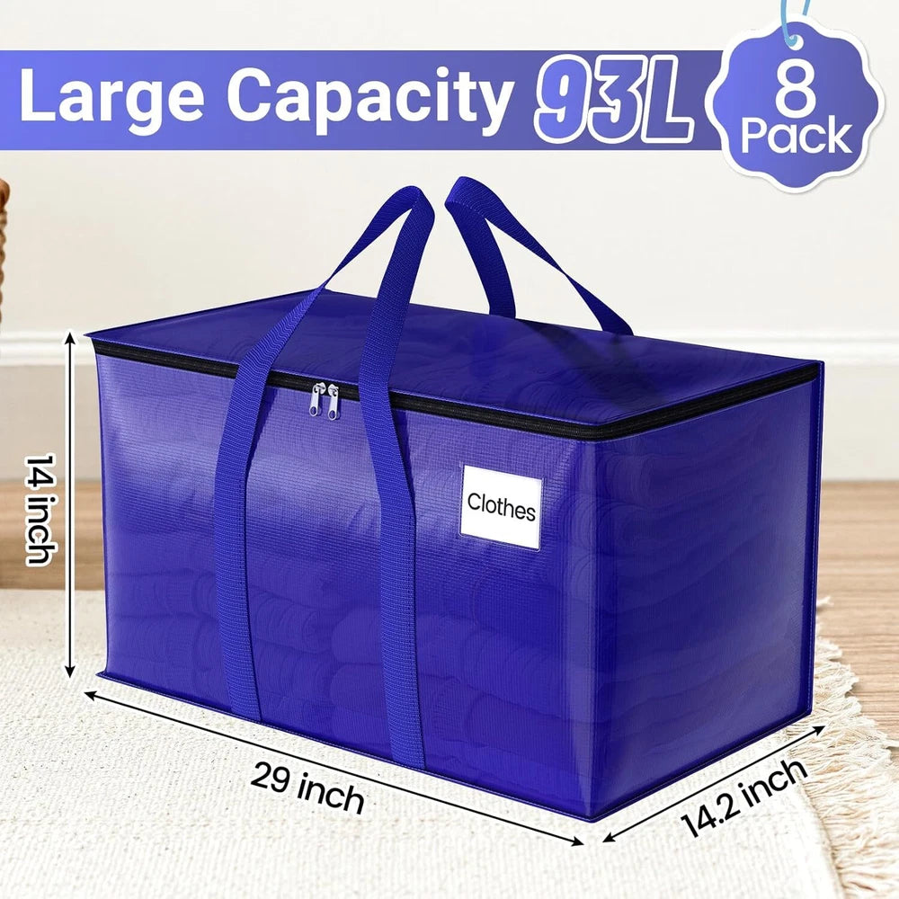 8 Pack Moving Storage Bags Heavy-Duty with Zippers and Reinforced Handles, Movin