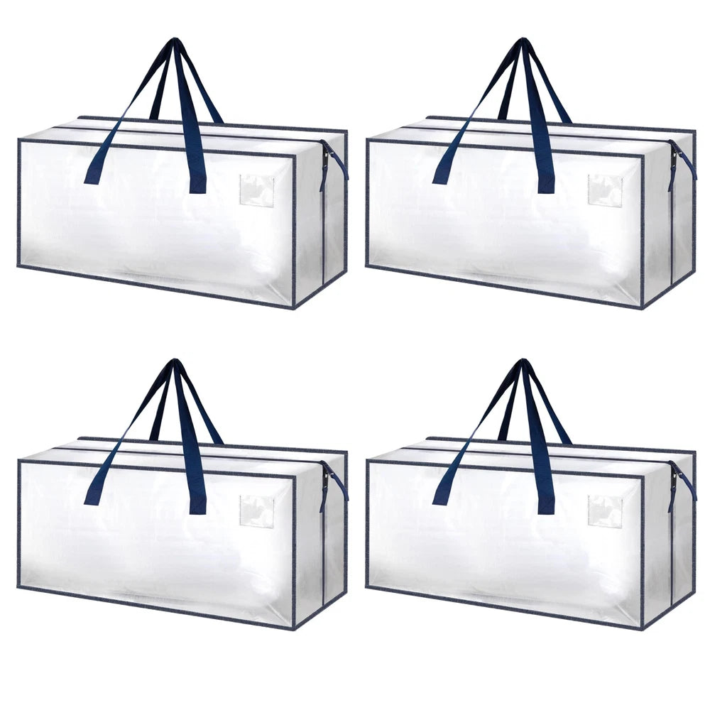 4 Pack Extra Large Moving Bags with Zippers & Carrying Handles, Heavy-Duty St