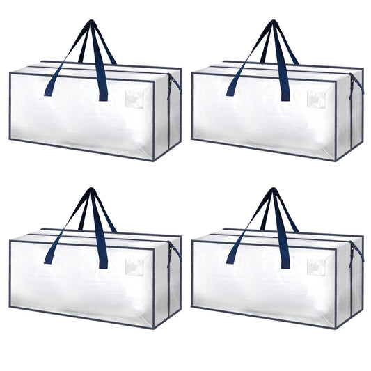 4 Pack Extra Large Moving Bags with Zippers & Carrying Handles, Heavy-Duty St
