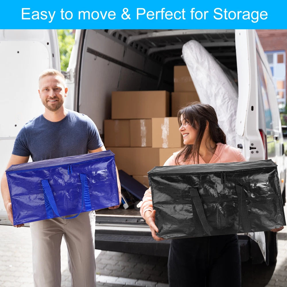 8 Pcs Extra Large Moving Bags with Handles and Zipper Transparent