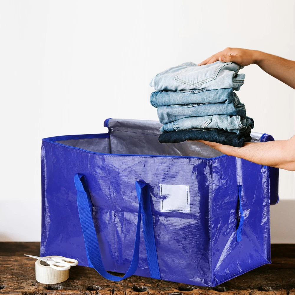 8 Pcs Extra Large Moving Bags with Handles and Zipper Transparent