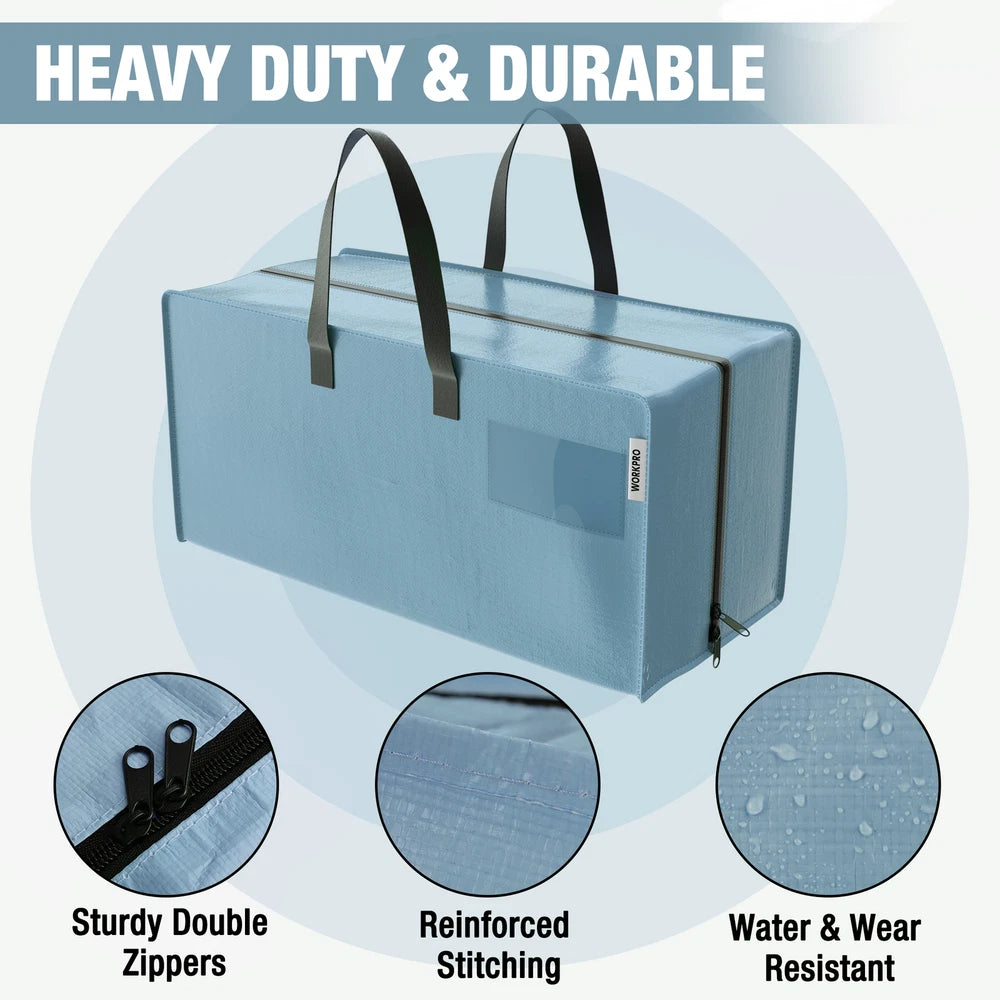 6Pack Extra Large Moving Bags with Zippers & Carrying Handles Backpack Straps