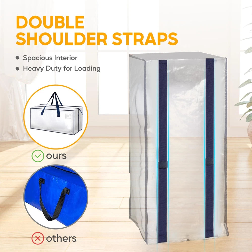 4 Pack Extra Large Moving Bags with Zippers & Carrying Handles, Heavy-Duty St