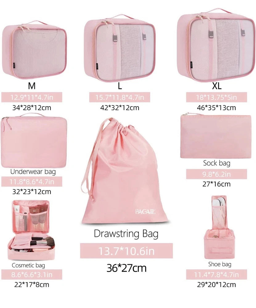 8 Set Packing Cubes Luggage Packing Organizers for Travel Accessories