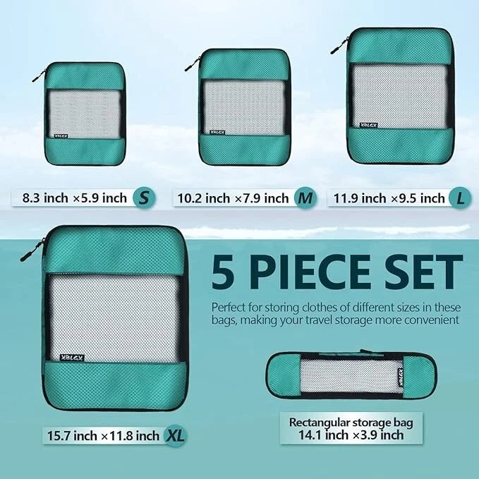 Compression Packing Cubes Set – 5 Lightweight Luggage Organizers for Travel