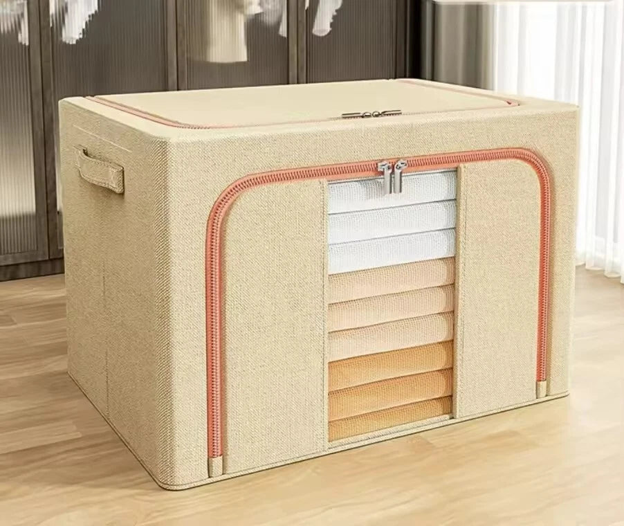 Storage Bins with Metal Frame Stackable Foldable Clothes Organizer - 2Pk