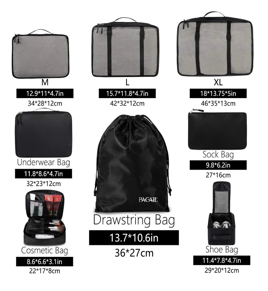 8 Set Packing Cubes Luggage Packing Organizers for Travel Accessories