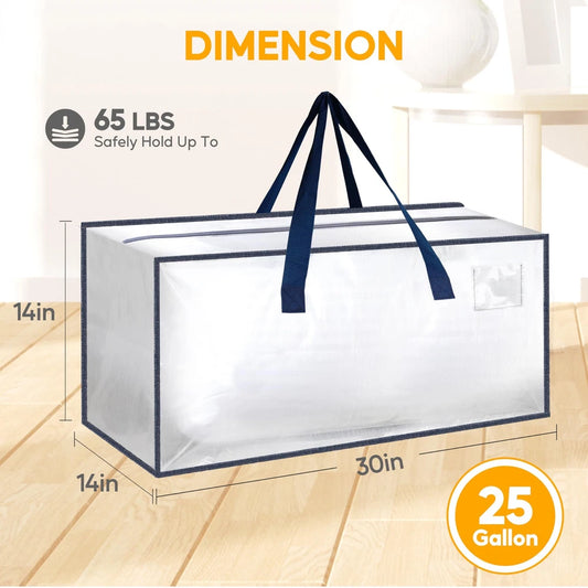 4 Pack Extra Large Moving Bags with Zippers & Carrying Handles, Heavy-Duty St