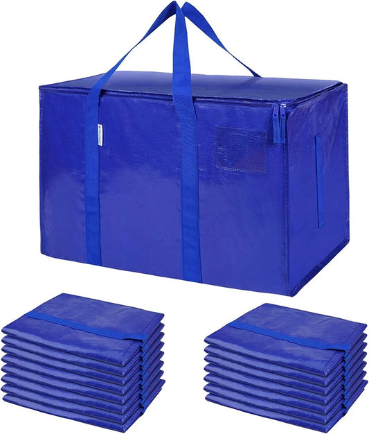 16 Pack Extra Large Moving Bags with Zippers & Carrying Handles, Heavy-Duty Stor