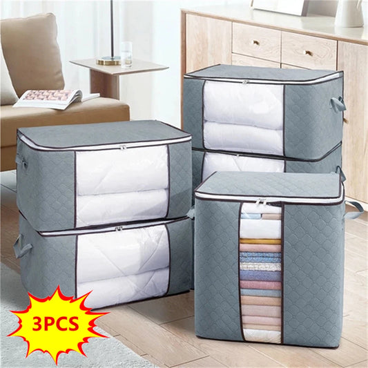 3x Anti Dust Large Storage Bag Clothes Quilt Blanket Storage Sort Home Organizer