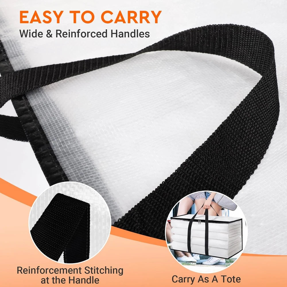 Homehacks Clear Moving Bags Heavy Duty 4 Pack, Storage Bags with Zipper, Extra T