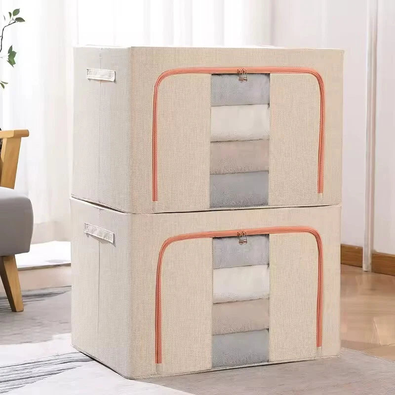 Storage Bins with Metal Frame Stackable Foldable Clothes Organizer - 2Pk