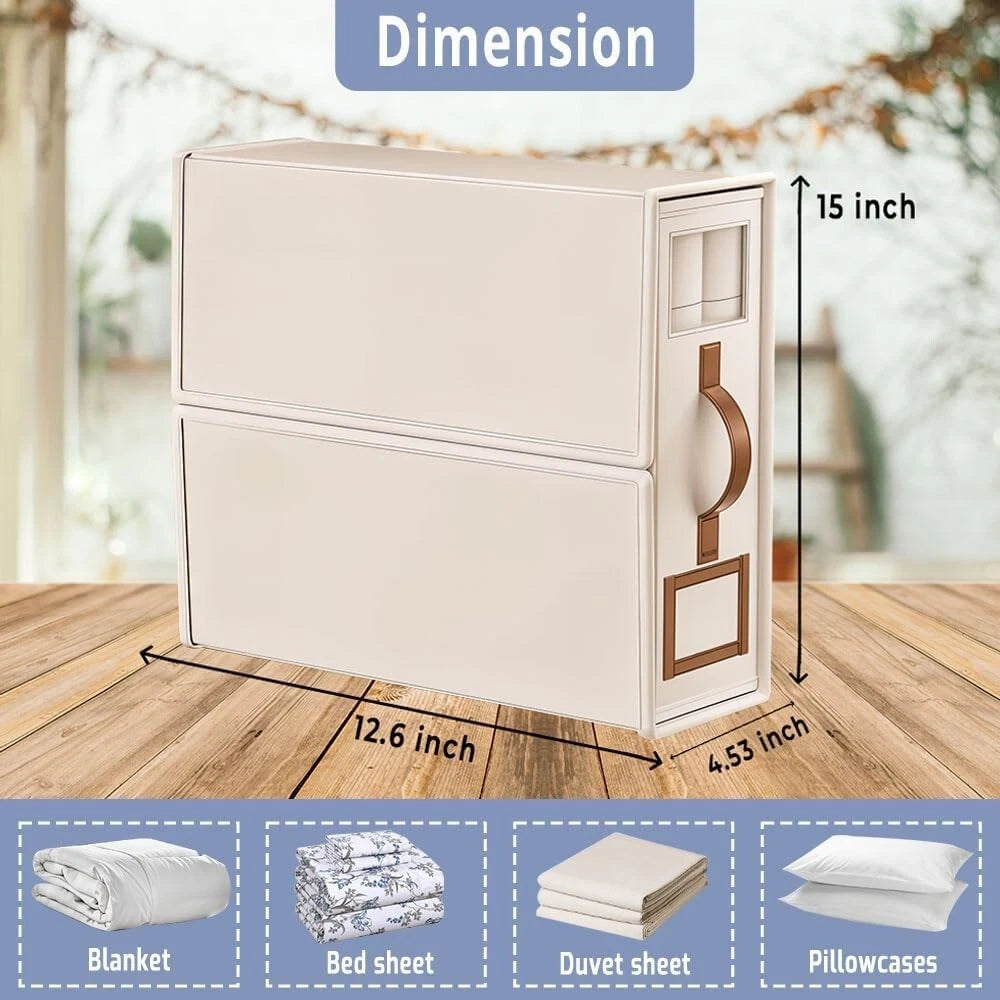 ARRAS 4 Pack Bed Sheet Organizers and Foldable Sheet Storage With Window & Label