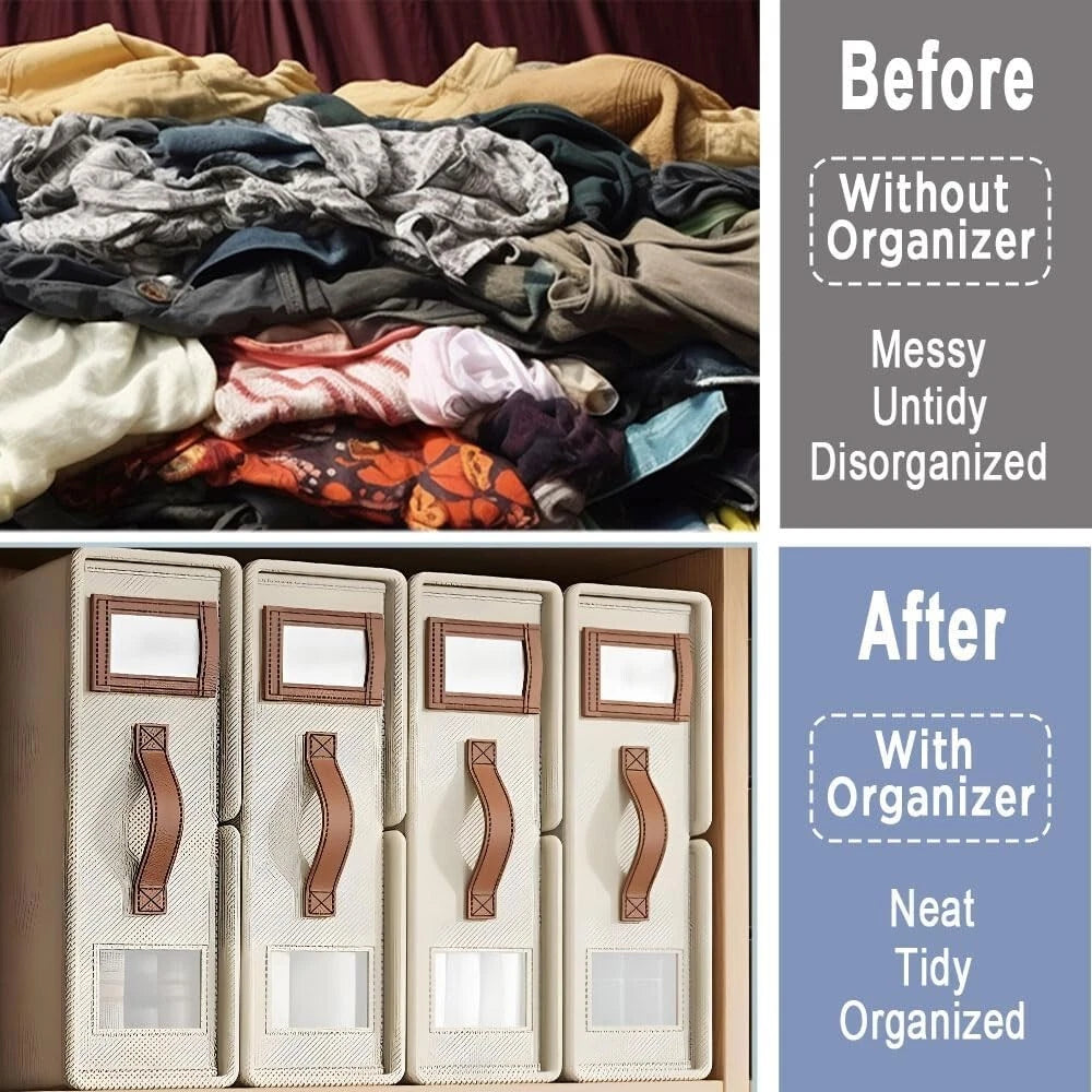ARRAS 4 Pack Bed Sheet Organizers and Foldable Sheet Storage With Window & Label