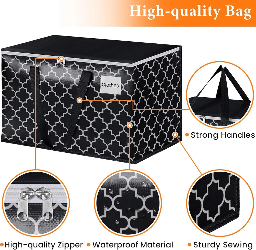 Homehacks Heavy Duty Moving Bags with Tag Pockets, Collapsible Storage Totes for