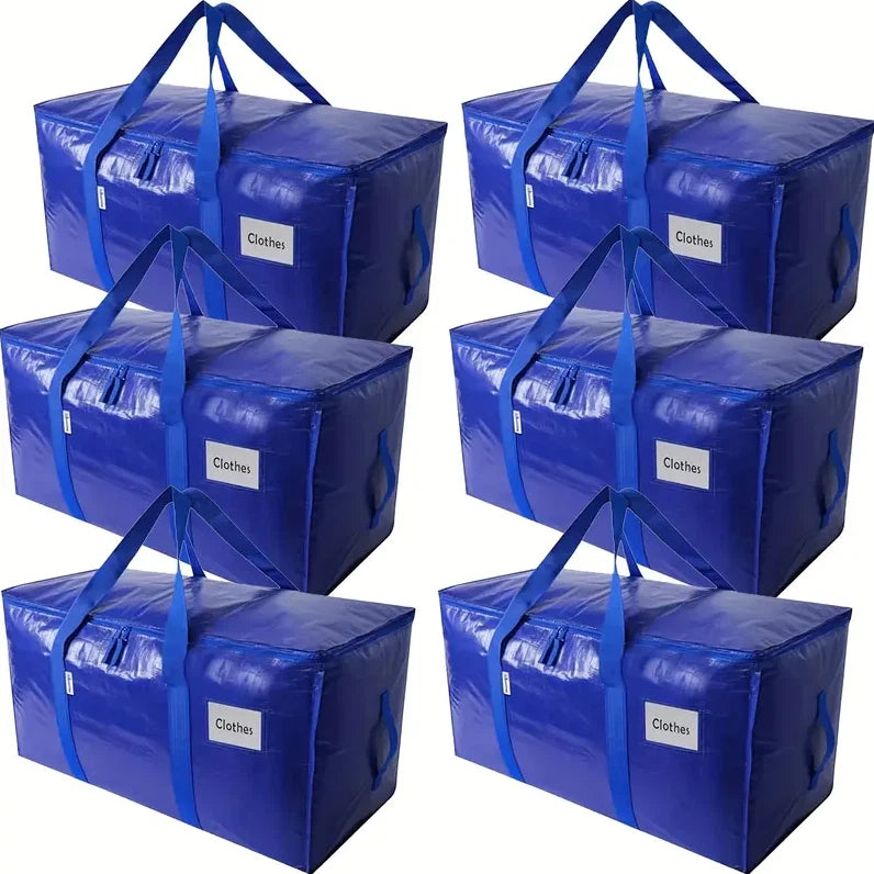 6 Pack Extra Large Moving Bags with Zippers & Carrying Handles – Heavy-Duty