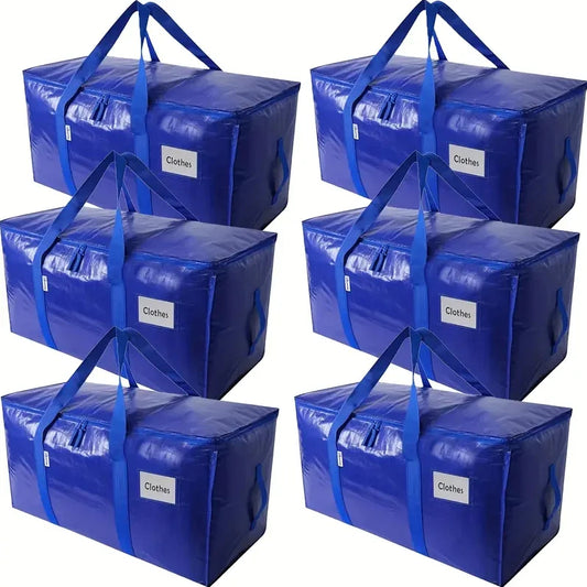 6 Pack Extra Large Moving Bags with Zippers & Carrying Handles – Heavy-Duty
