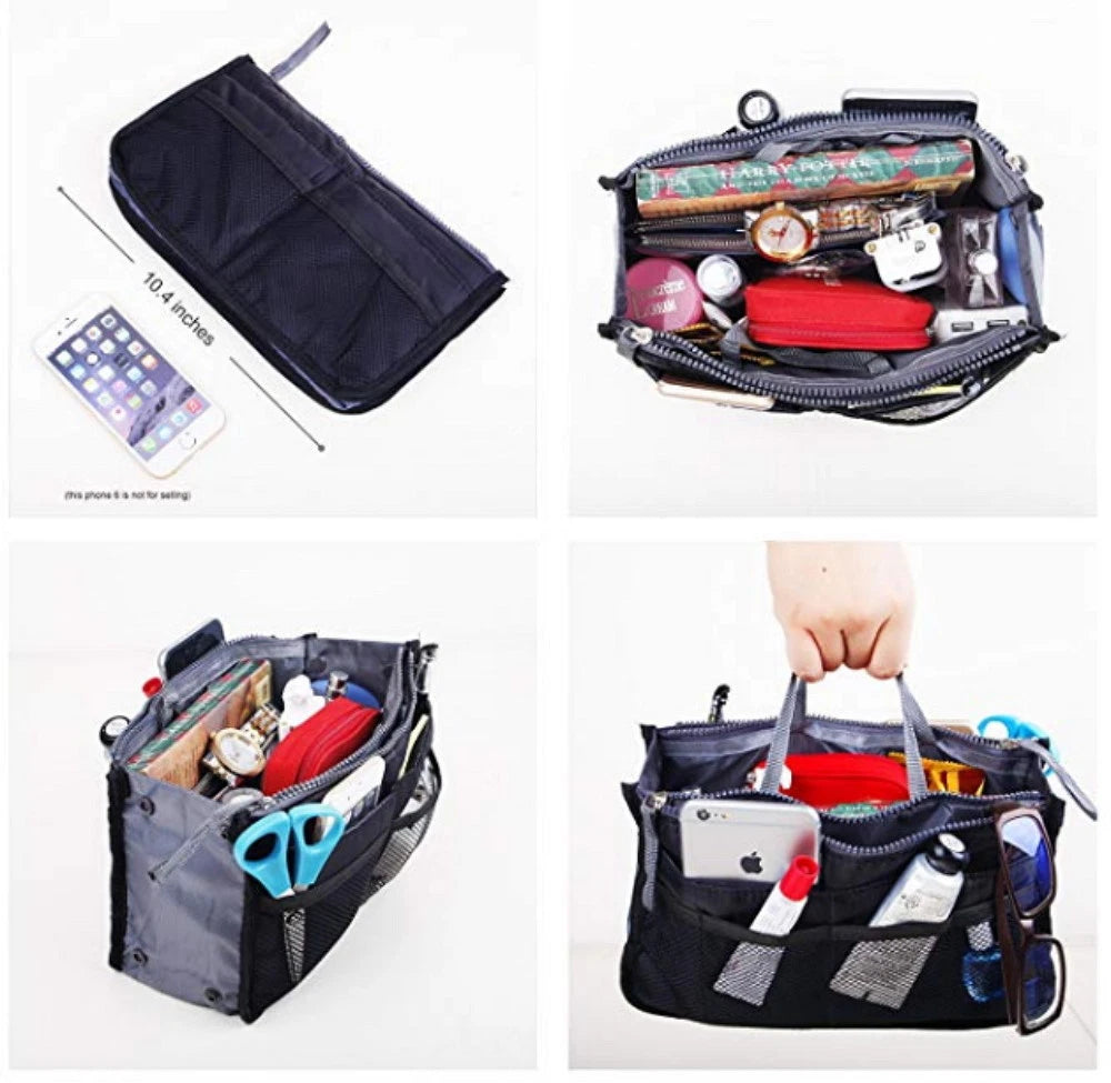 Women’s Travel Handbag Organizer Insert – Multi-Pocket Tote Purse Liner for Bags