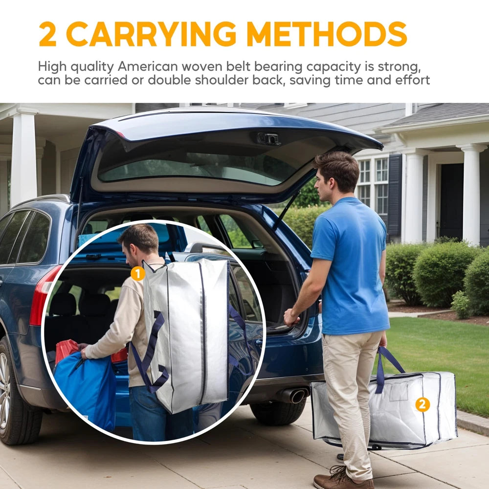 4 Pack Extra Large Moving Bags with Zippers & Carrying Handles, Heavy-Duty St