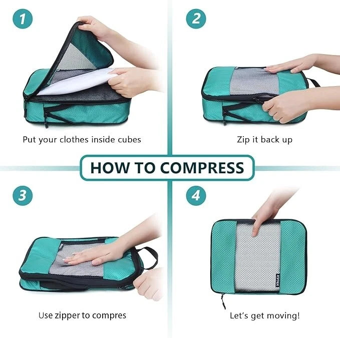 Compression Packing Cubes Set – 5 Lightweight Luggage Organizers for Travel