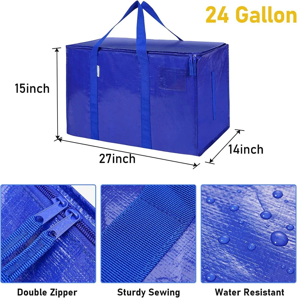 16 Pack Extra Large Moving Bags with Zippers & Carrying Handles, Heavy-Duty Stor