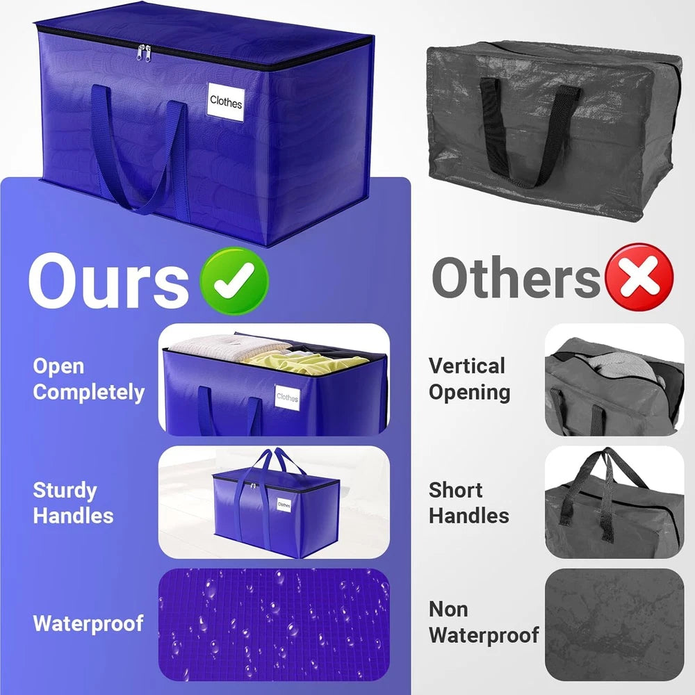 8 Pack Moving Storage Bags Heavy-Duty with Zippers and Reinforced Handles, Movin