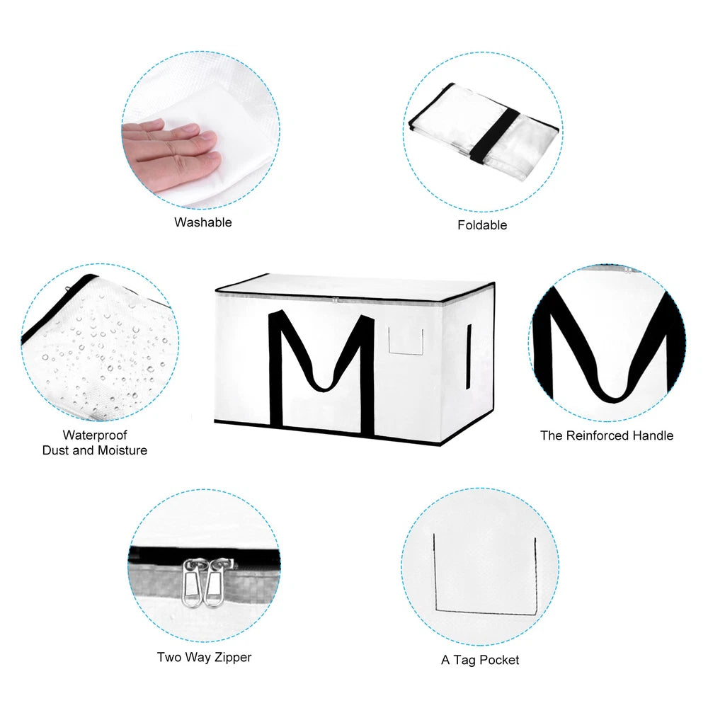 8 Pcs Extra Large Moving Bags with Handles and Zipper Transparent