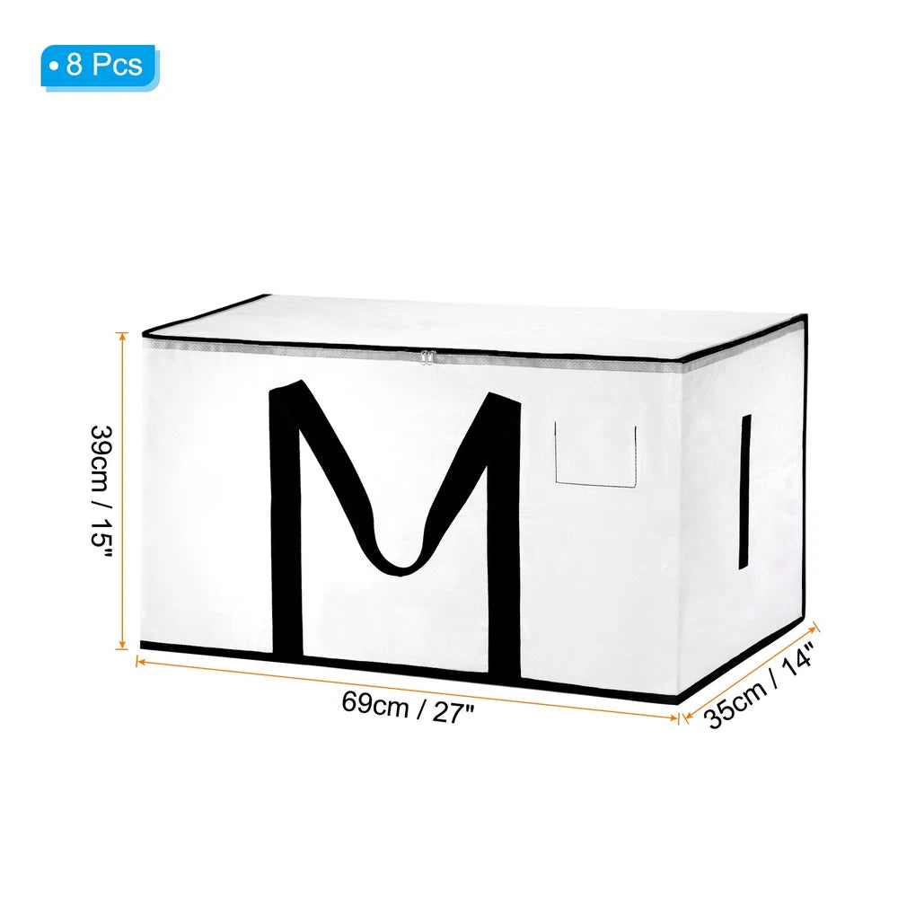 8 Pcs Extra Large Moving Bags with Handles and Zipper Transparent
