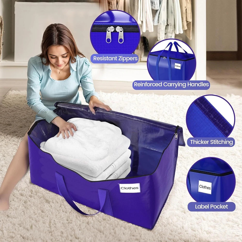 8 Pack Moving Storage Bags Heavy-Duty with Zippers and Reinforced Handles, Movin