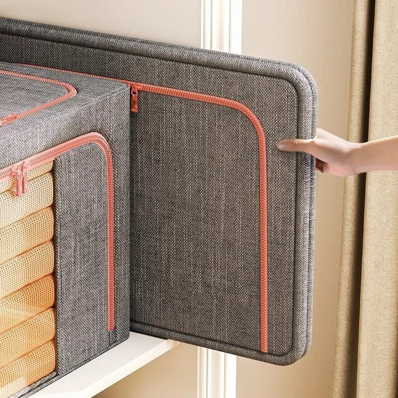 Storage Bins with Metal Frame Stackable Foldable Clothes Organizer - 2Pk