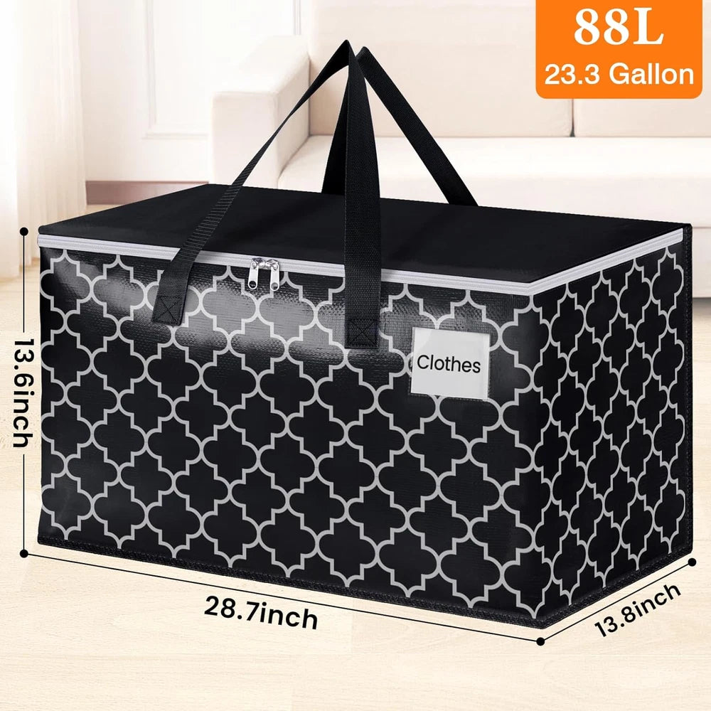 Homehacks Heavy Duty Moving Bags with Tag Pockets, Collapsible Storage Totes for
